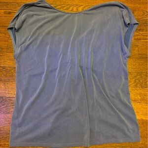 Green Envelope Blue Asymmetrical Cap Sleeve Top